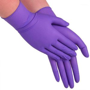 Custom purple barber chemical nitrile examination gloves